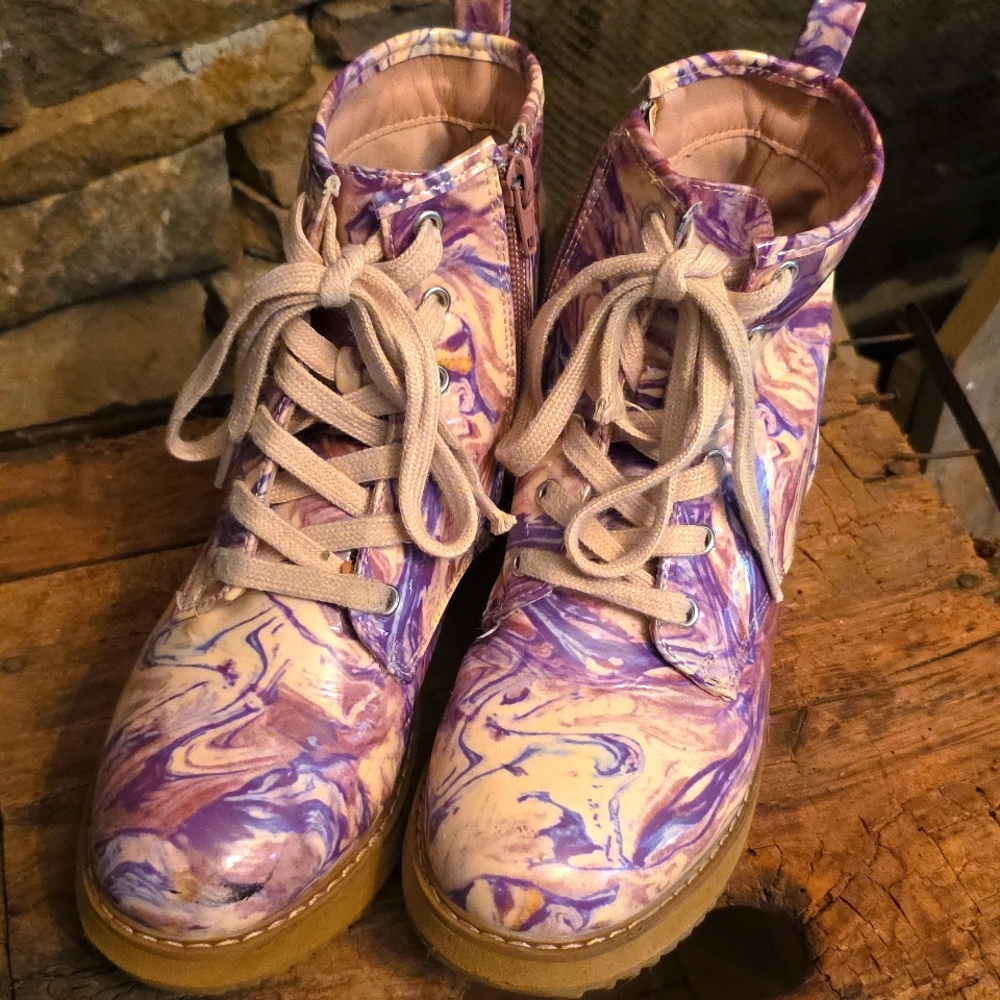Steve Madden Purple and White Artistic Boots